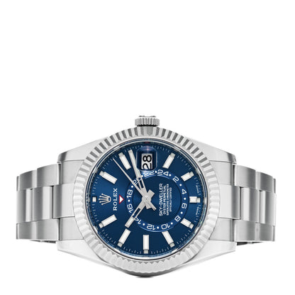 Rolex Stainless Steel 18K White Gold 42mm Oyster Perpetual Sky-Dweller Watch Bright Blue 326934 2 of 5