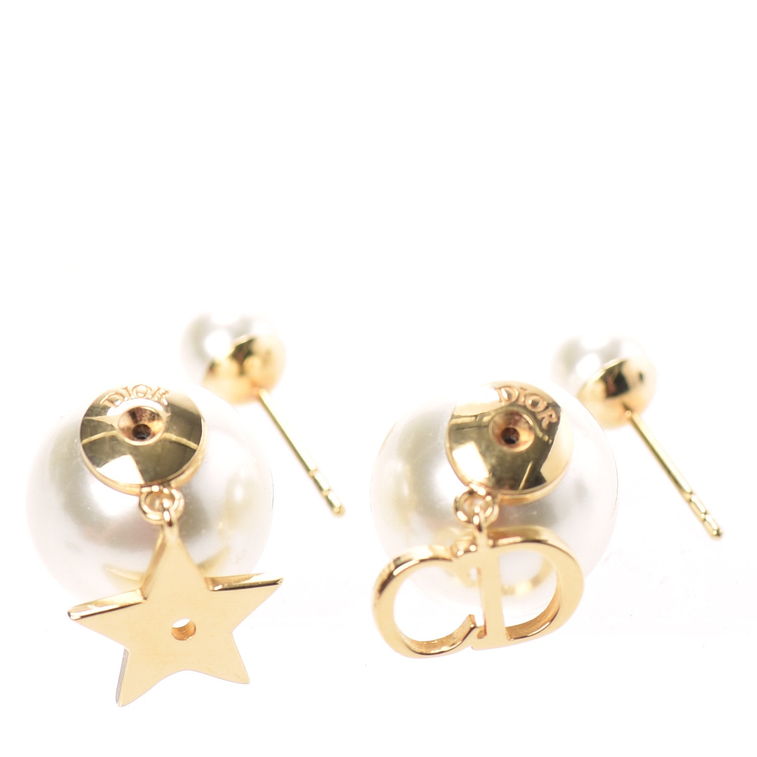Christian Dior Pearl Mise En Dior Logo Tribal Earrings 3 of 3