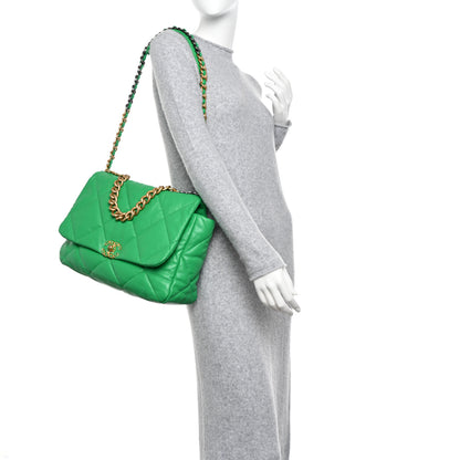 Chanel Lambskin Quilted Maxi Chanel 19 Flap Green 2 of 10