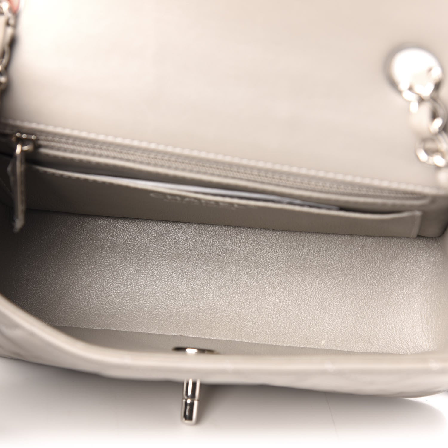 Chanel Lambskin Quilted Mini Rectangular Flap Grey 5 of 11