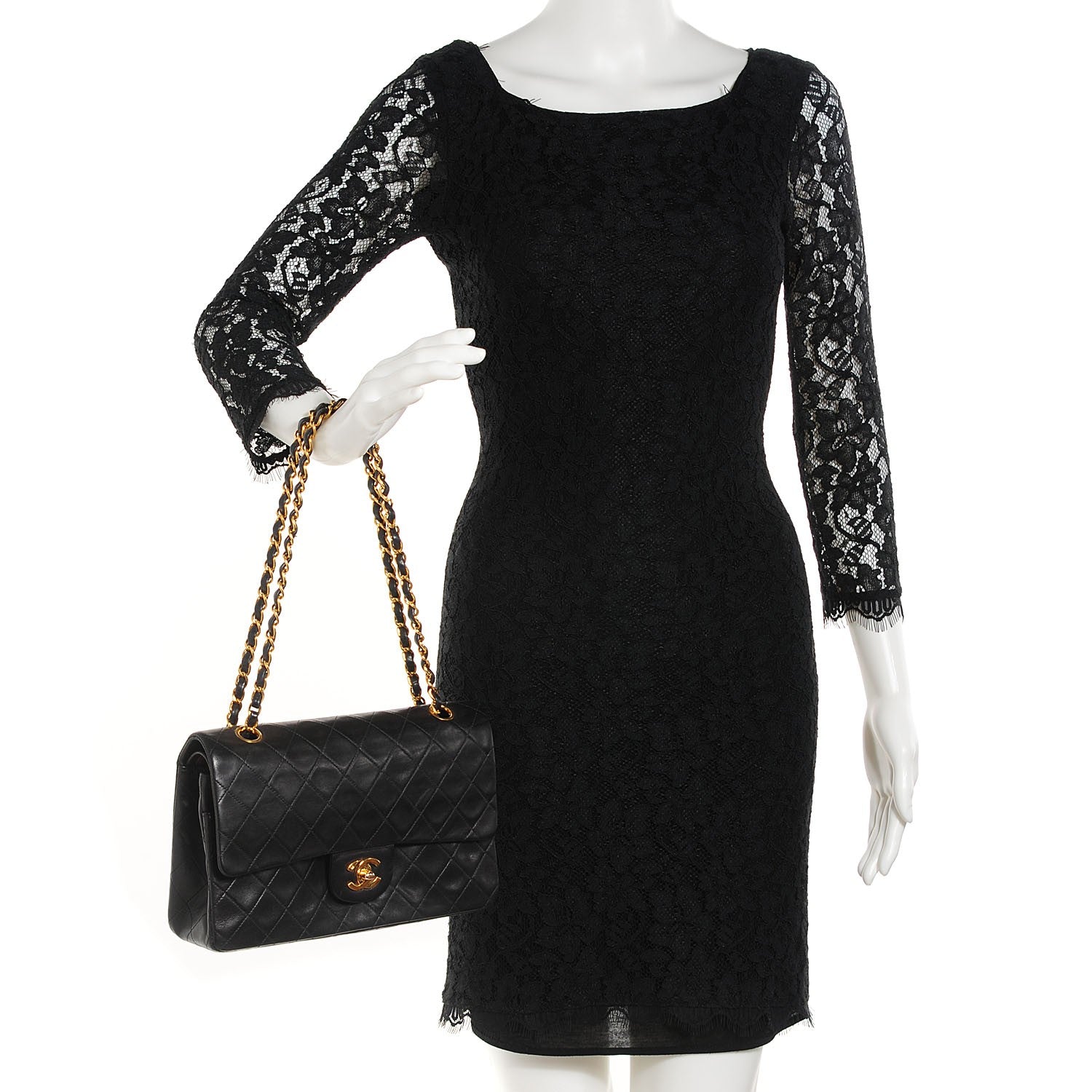 Chanel Lambskin Quilted Medium Double Flap Black 2 of 7