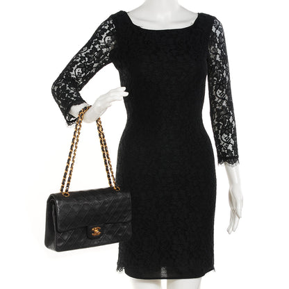 Chanel Lambskin Quilted Medium Double Flap Black 2 of 7