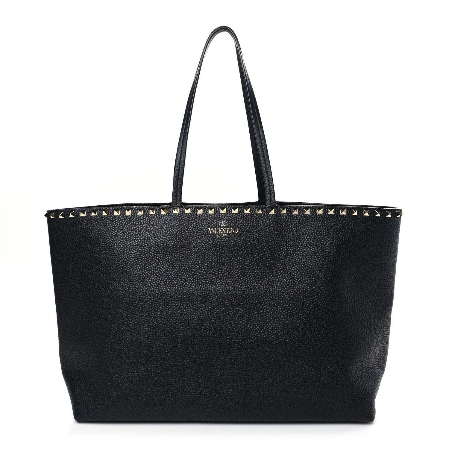 Valentino Garavani Grained Calfskin Rockstud Shoulder Tote Black 1 of 8