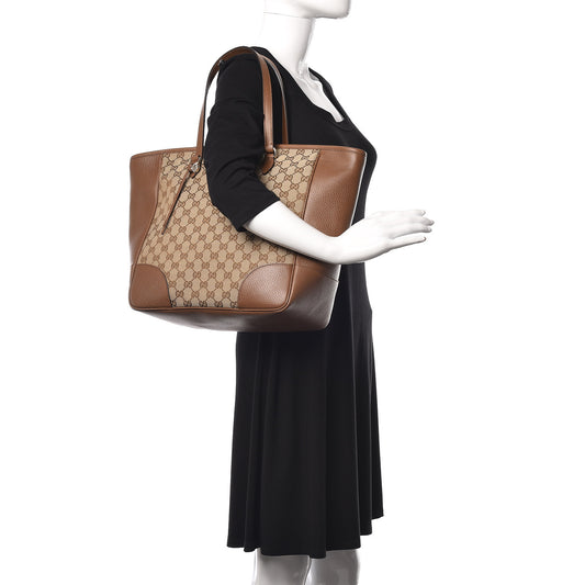 Monogram Medium Bree Zippered Tote Beige Grey