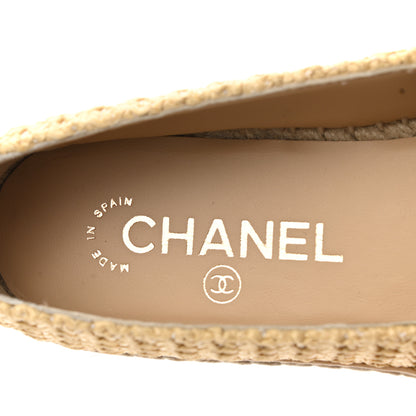 Chanel Braided Fabric Lambskin CC Espadrilles 37 Beige Black 6 of 10