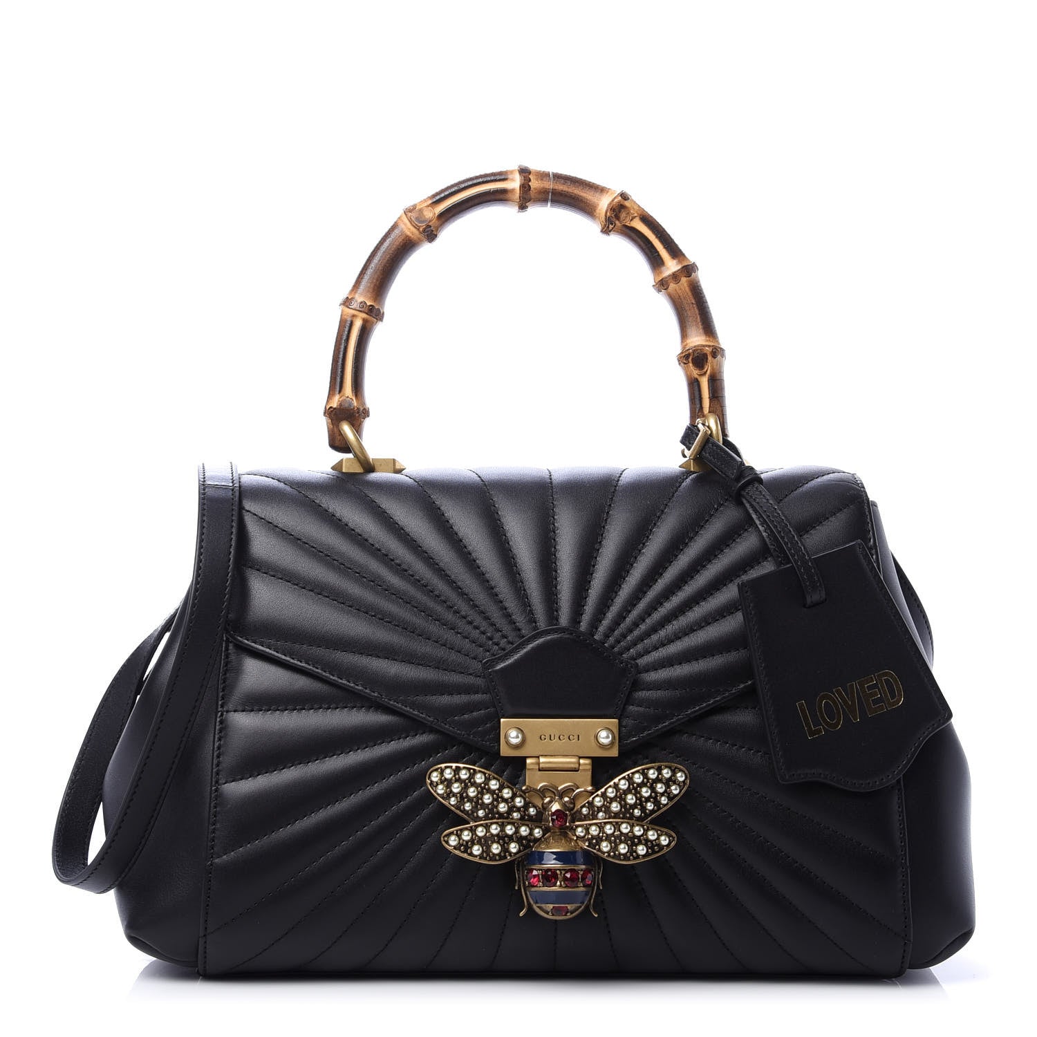 Gucci Calfskin Bamboo Trapuntata Queen Margaret Top Handle Bag Black 1 of 13