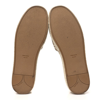 Prada Canvas Logo Espadrilles Sandals 39 Beige Black 5 of 9