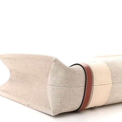 Chloe Cotton Calfskin Medium Woody Ribbon Tote White Brown 9 of 10