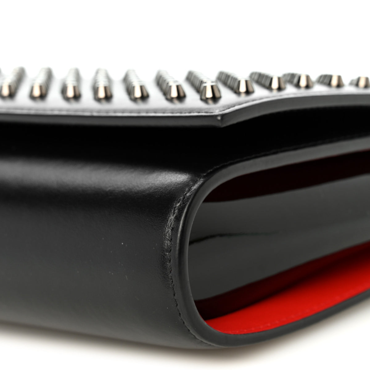 Calfskin Patent Spikes Paloma Clutch Black