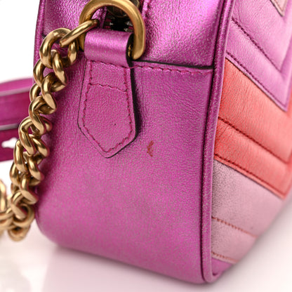 Gucci Laminated Nappa Matelasse Small GG Marmont Chain Shoulder Bag Fuxia Rosso Rosa 14 of 15