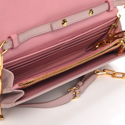 Miu Miu Nappa Matelasse Bi-Color Wallet On Chain Rosa Mughetto 5 of 8
