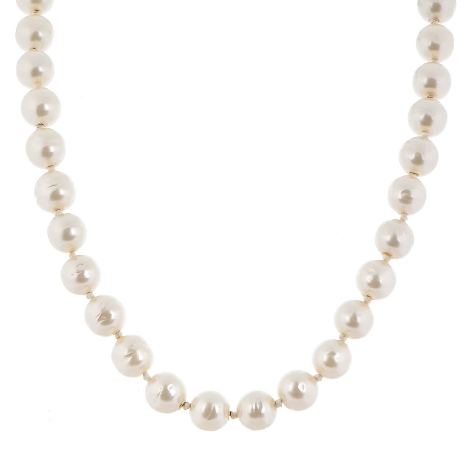Chanel Baroque Pearl Short Necklace Silver Blue 1 of 5