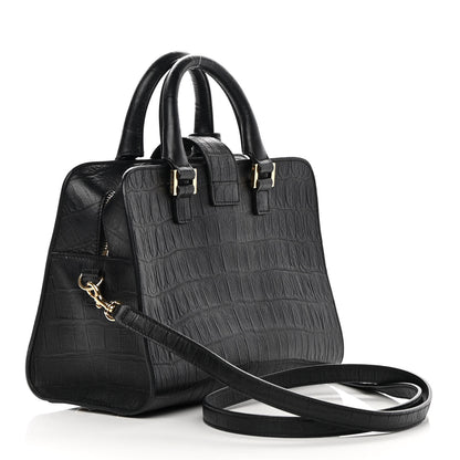 Saint Laurent Calfskin Crocodile Embossed Monogram Baby Cabas Black 2 of 11
