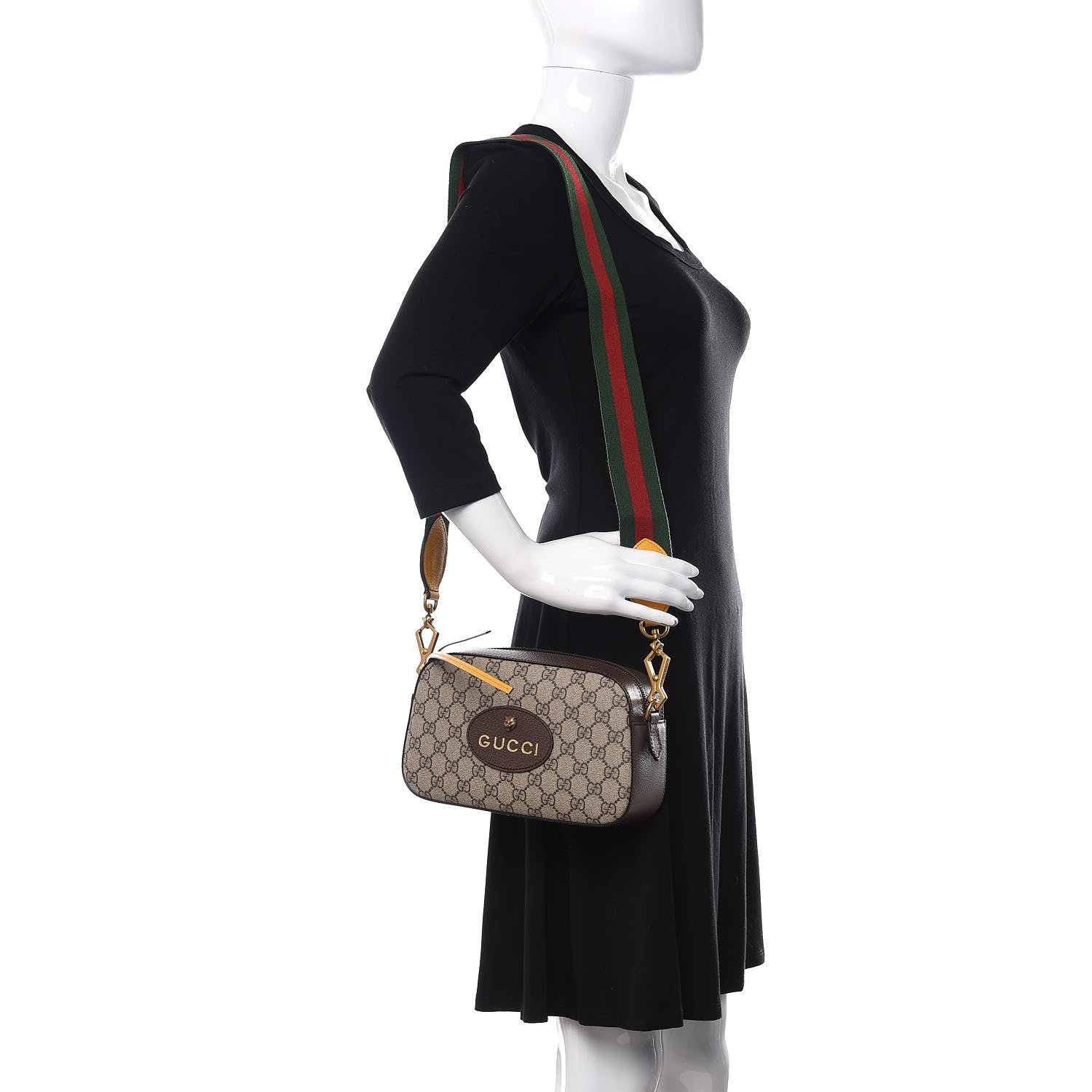 Gucci GG Supreme Monogram Web Neo Vintage Shoulder Bag Beige New Acero Crop 2 of 12