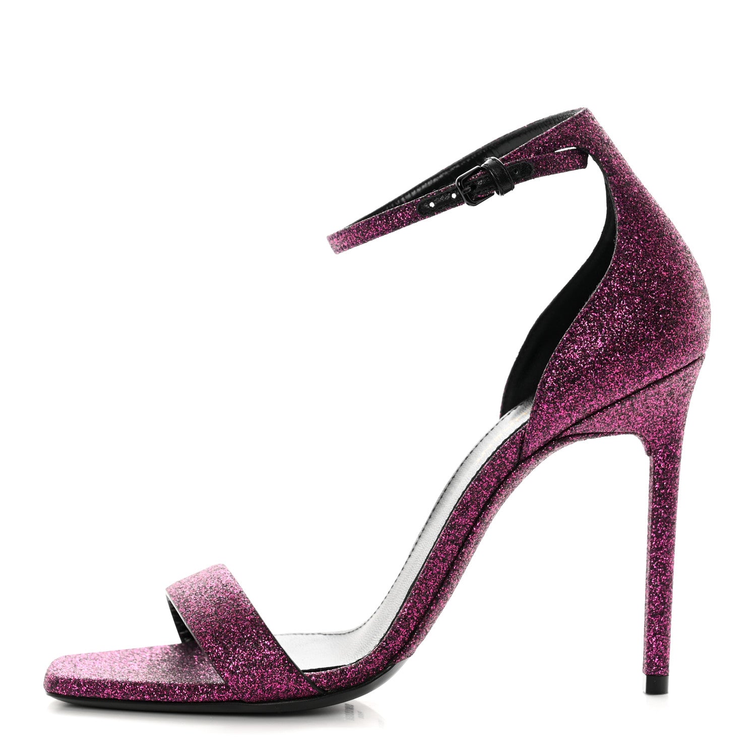 Saint Laurent Glitter Amber 105 Ankle Strap Sandals 38.5 Fuchsia 1 of 9