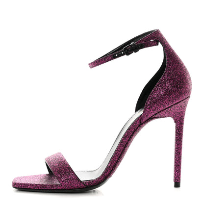 Saint Laurent Glitter Amber 105 Ankle Strap Sandals 38.5 Fuchsia 1 of 9