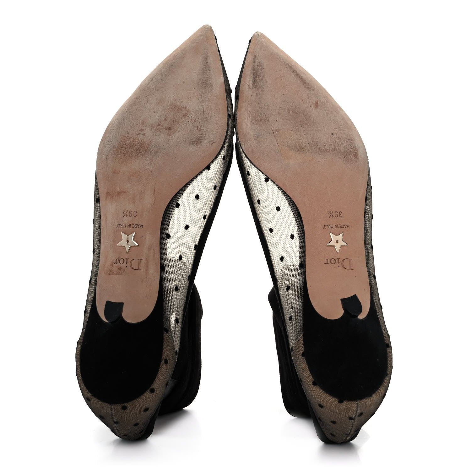 Christian Dior Suede Calfskin Plumetis Lovely-D Ankle Wrap Pumps 39.5 Black 5 of 8