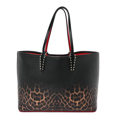 Christian Louboutin Calfskin Degrade Leopard Print Spikes East West Cabata Tote Black Multi 1 of 12