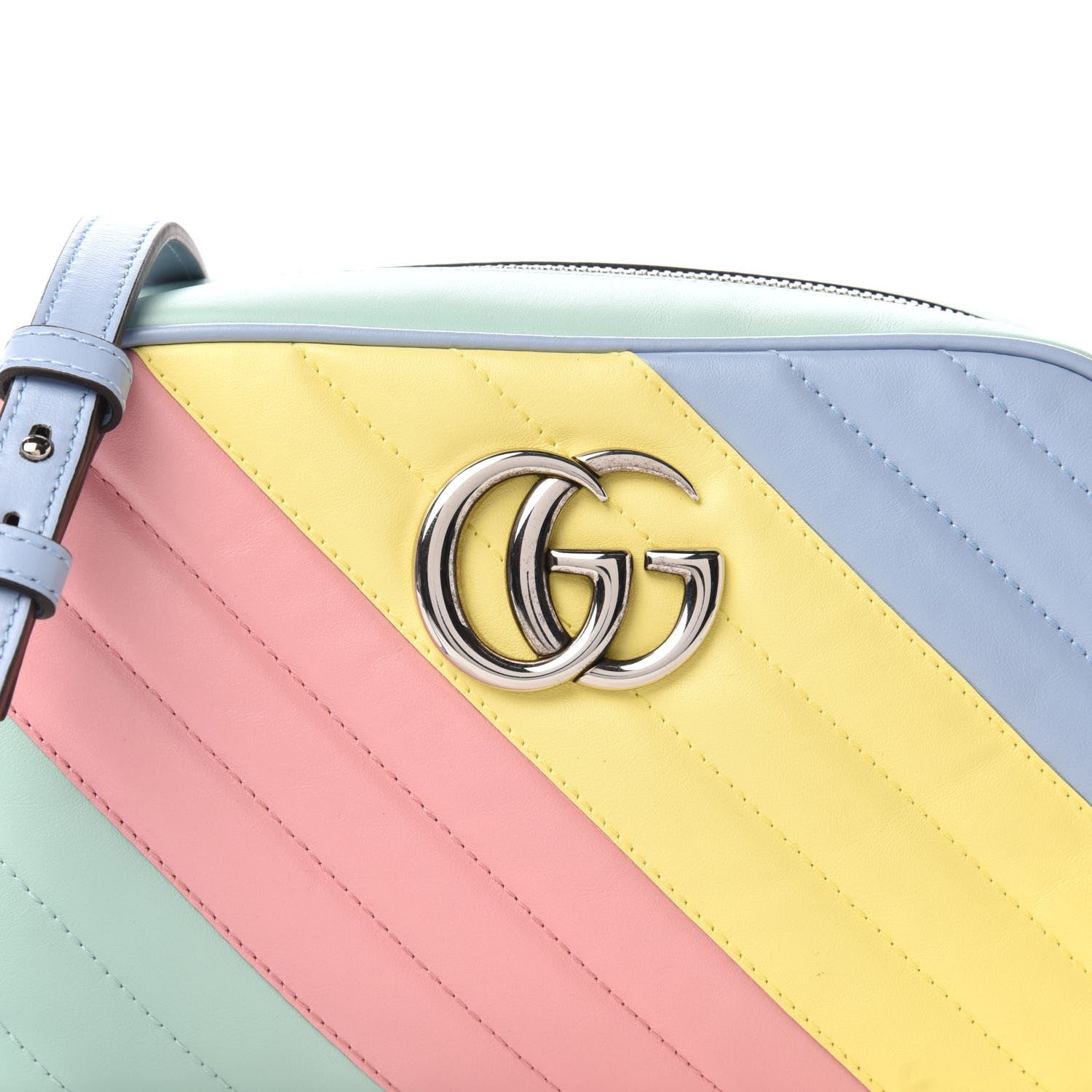 Gucci Calfskin Matelasse Diagonal Small GG Marmont Chain Shoulder Bag Multicolor Pastel 10 of 10