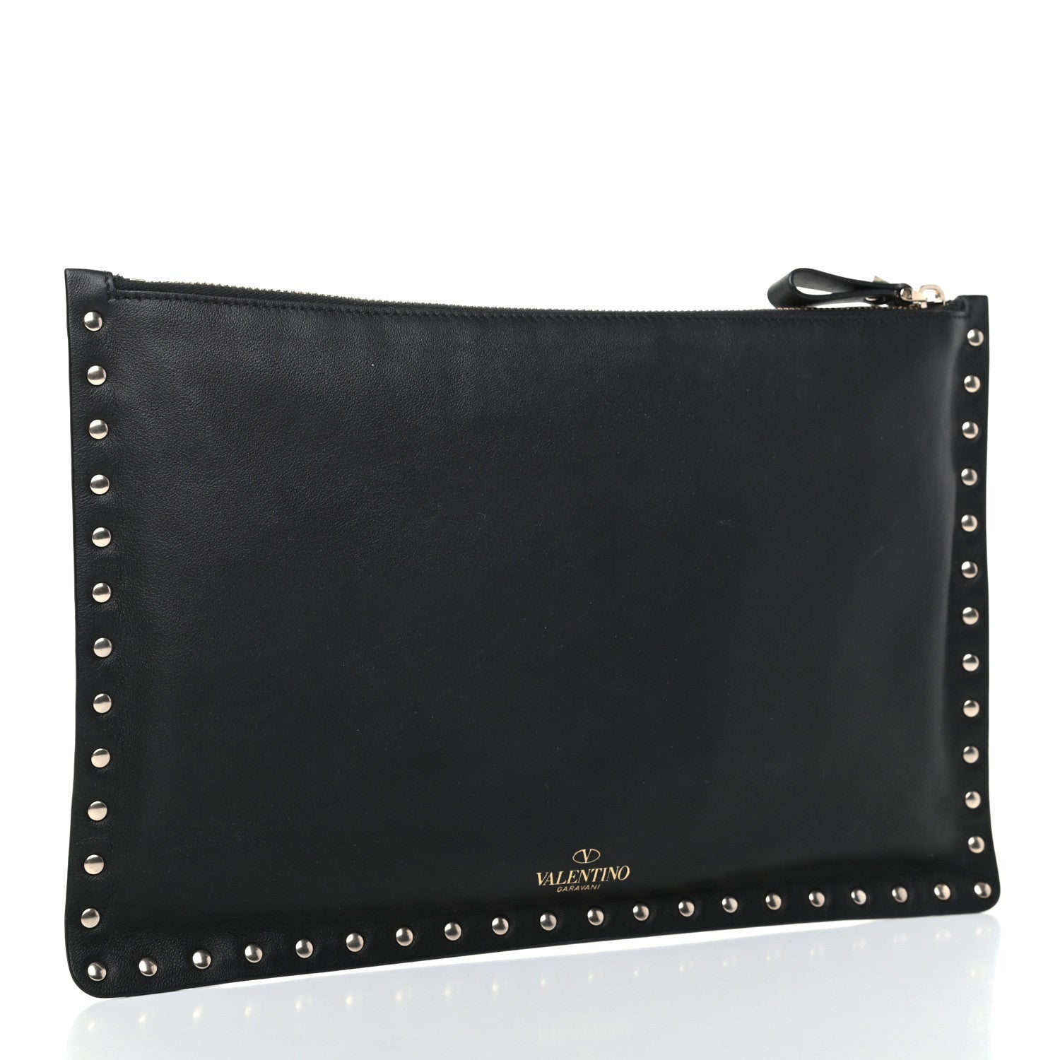 Valentino Garavani Vitello Large Rockstud Zip Pouch Black 3 of 7