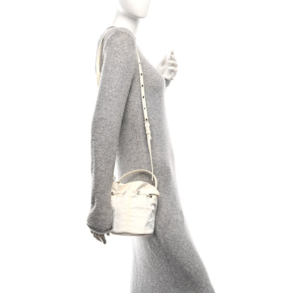 Balenciaga Recycled Sport Nylon Logo Embroidered Wheel Drawstring Bucket Bag XS White 2 of 9