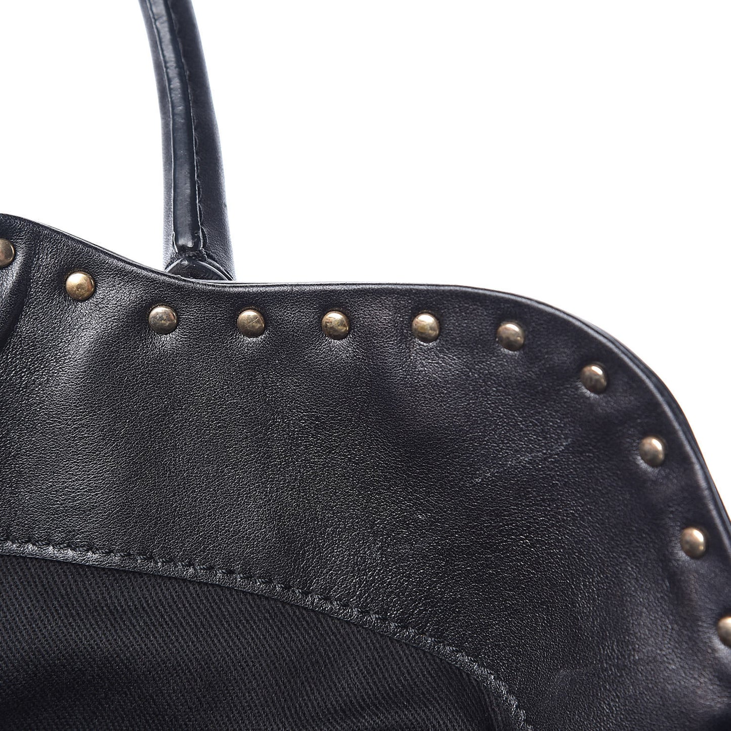 Vitello Rockstud Dome Satchel Black