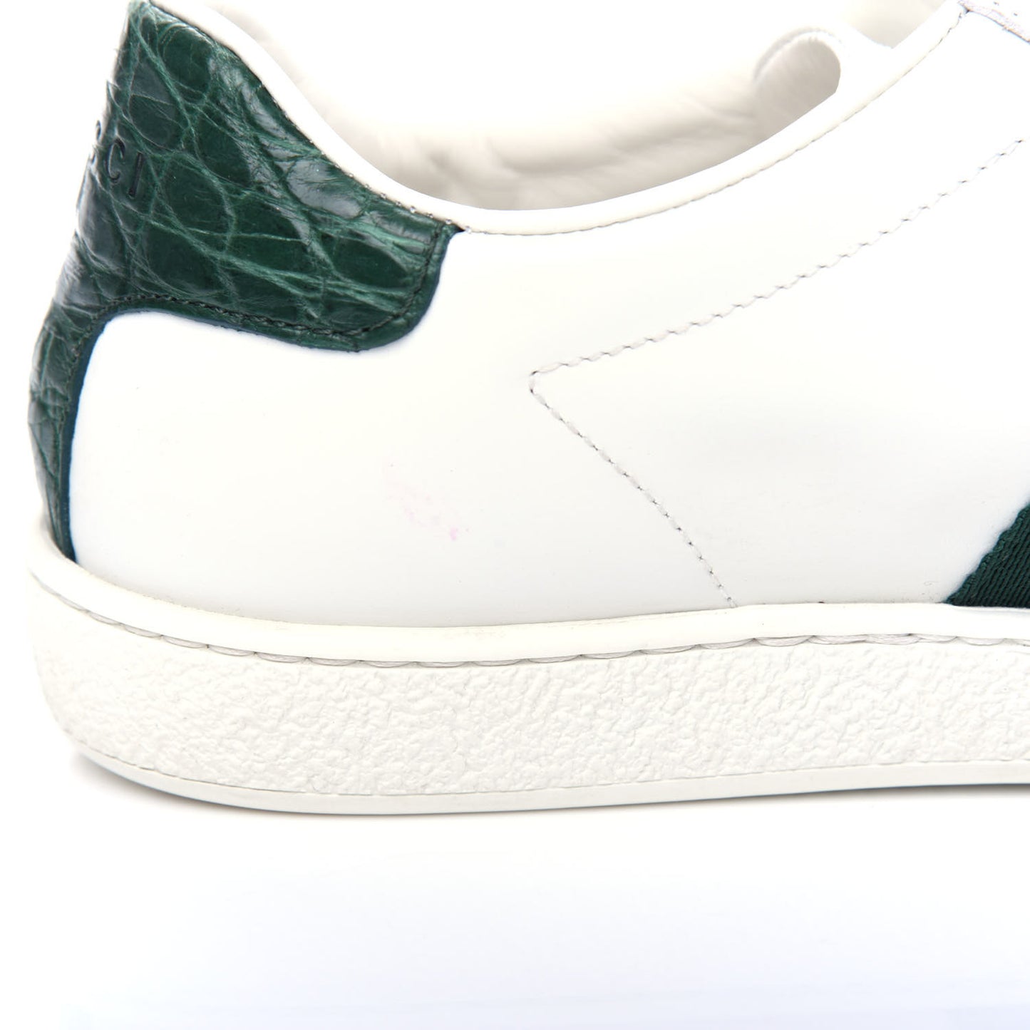 Calfskin Crocodile Web Womens Ace Sneakers 38 White Green
