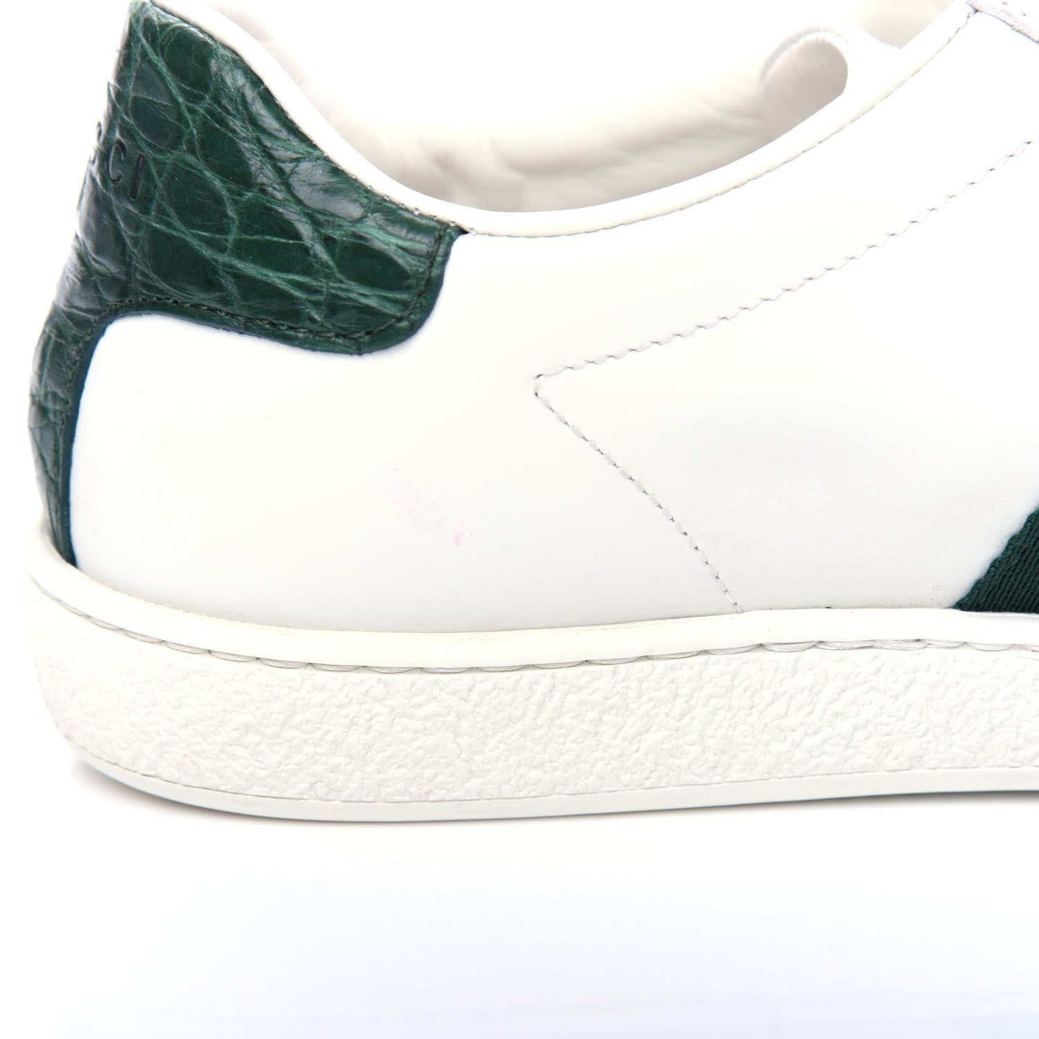 Gucci Calfskin Crocodile Web Womens Ace Sneakers 38 White Green 12 of 12