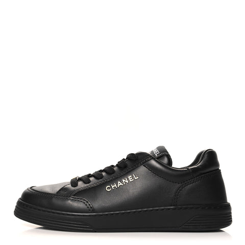 Calfskin Womens CC Logo Sneakers 37.5 Black