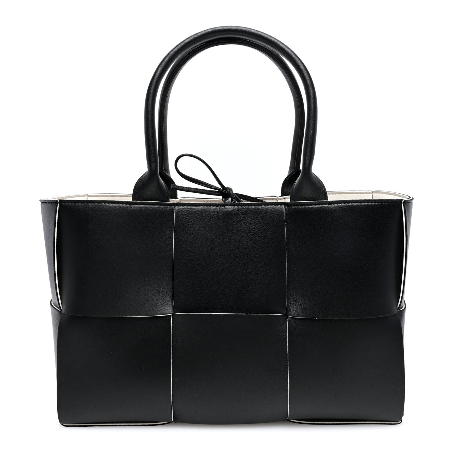 Nappa Maxi Intrecciato Small Arco Tote Black White