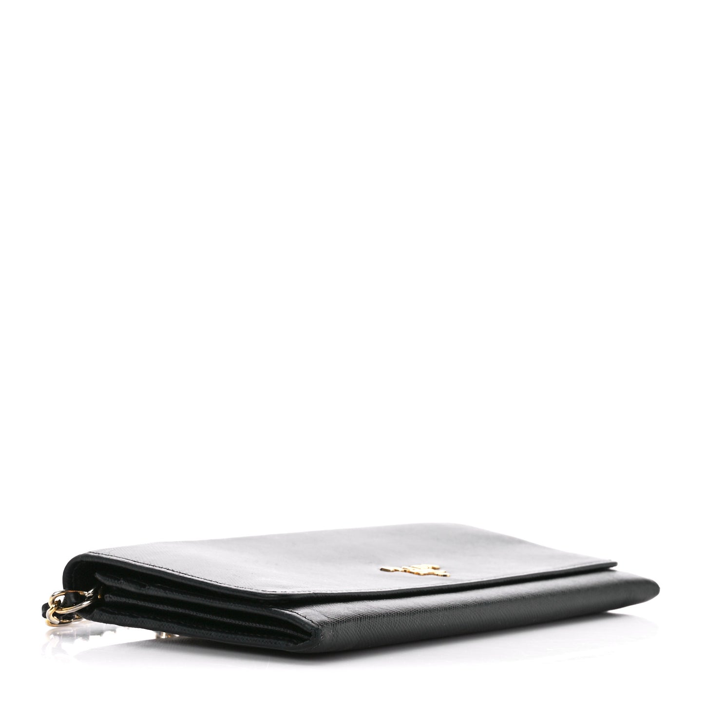 Saffiano Metal Oro Chain Wallet Black