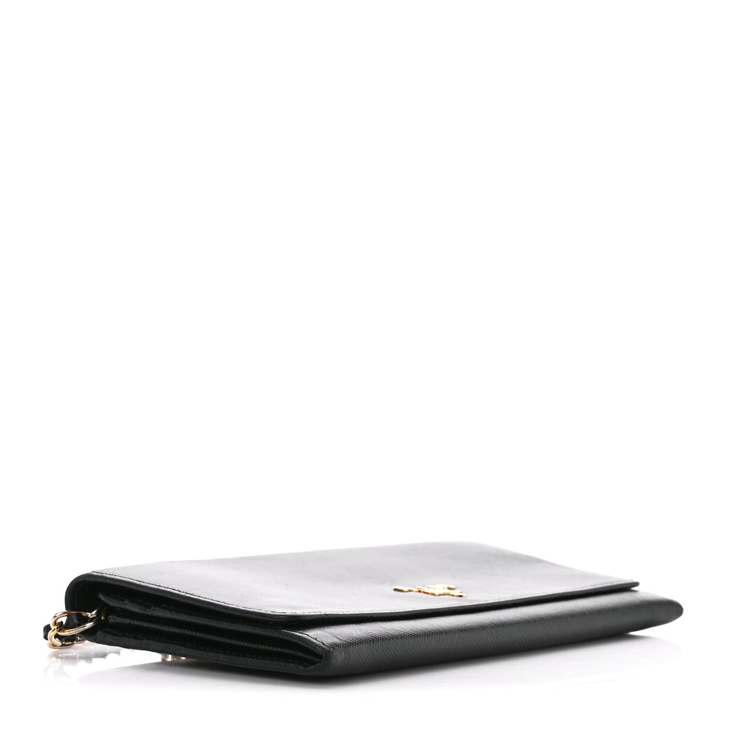 Prada Saffiano Metal Oro Chain Wallet Black 4 of 12