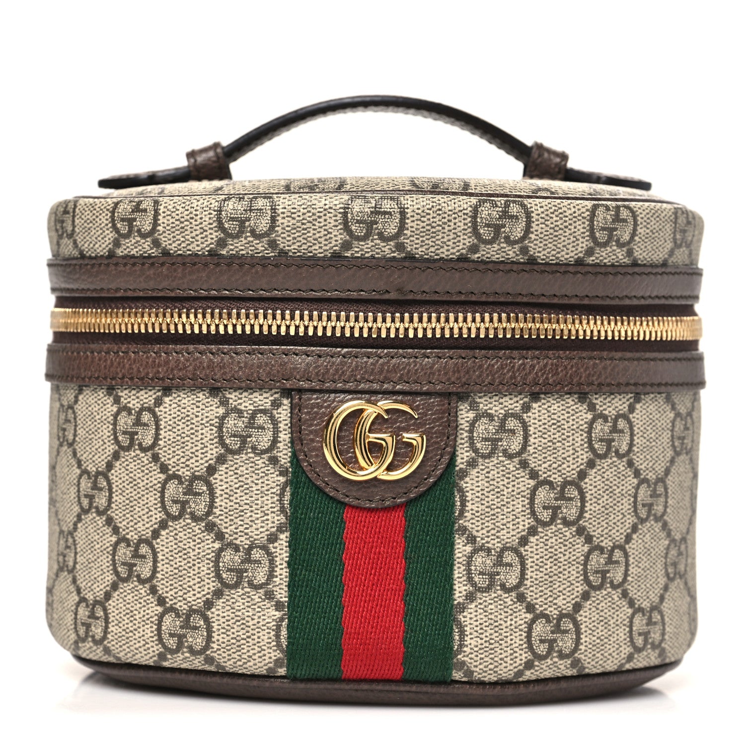 Gucci GG Supreme Monogram Textured Calfskin Web Ophidia Vanity Cosmetic Case Beige Ebony New Acero 1 of 11