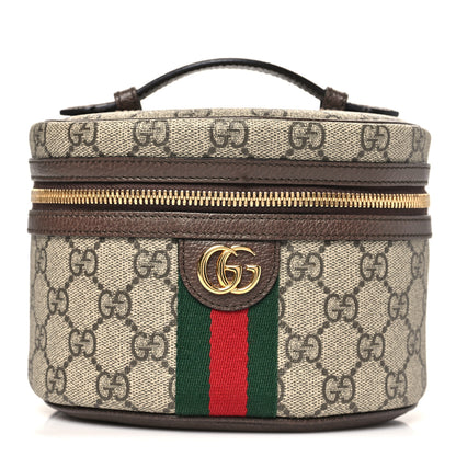 Gucci GG Supreme Monogram Textured Calfskin Web Ophidia Vanity Cosmetic Case Beige Ebony New Acero 1 of 11