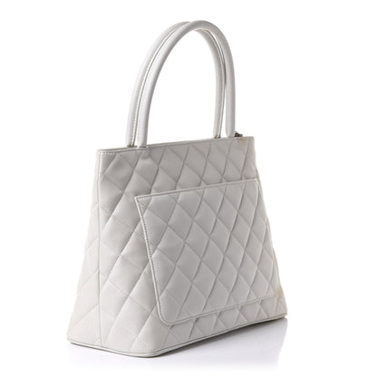 Chanel Caviar Quilted Medallion Tote White 3 of 10