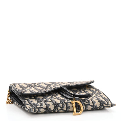 Christian Dior Oblique Saddle Chain Long Wallet Blue 5 of 10