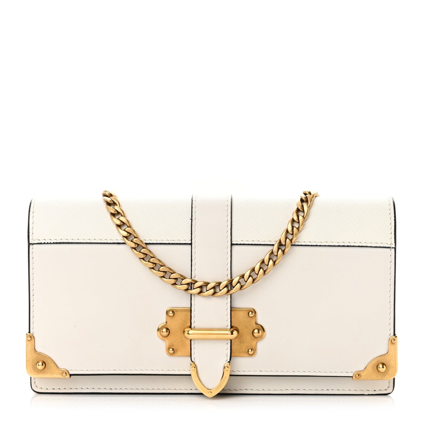 City Calfskin Cahier Clutch With Chain White