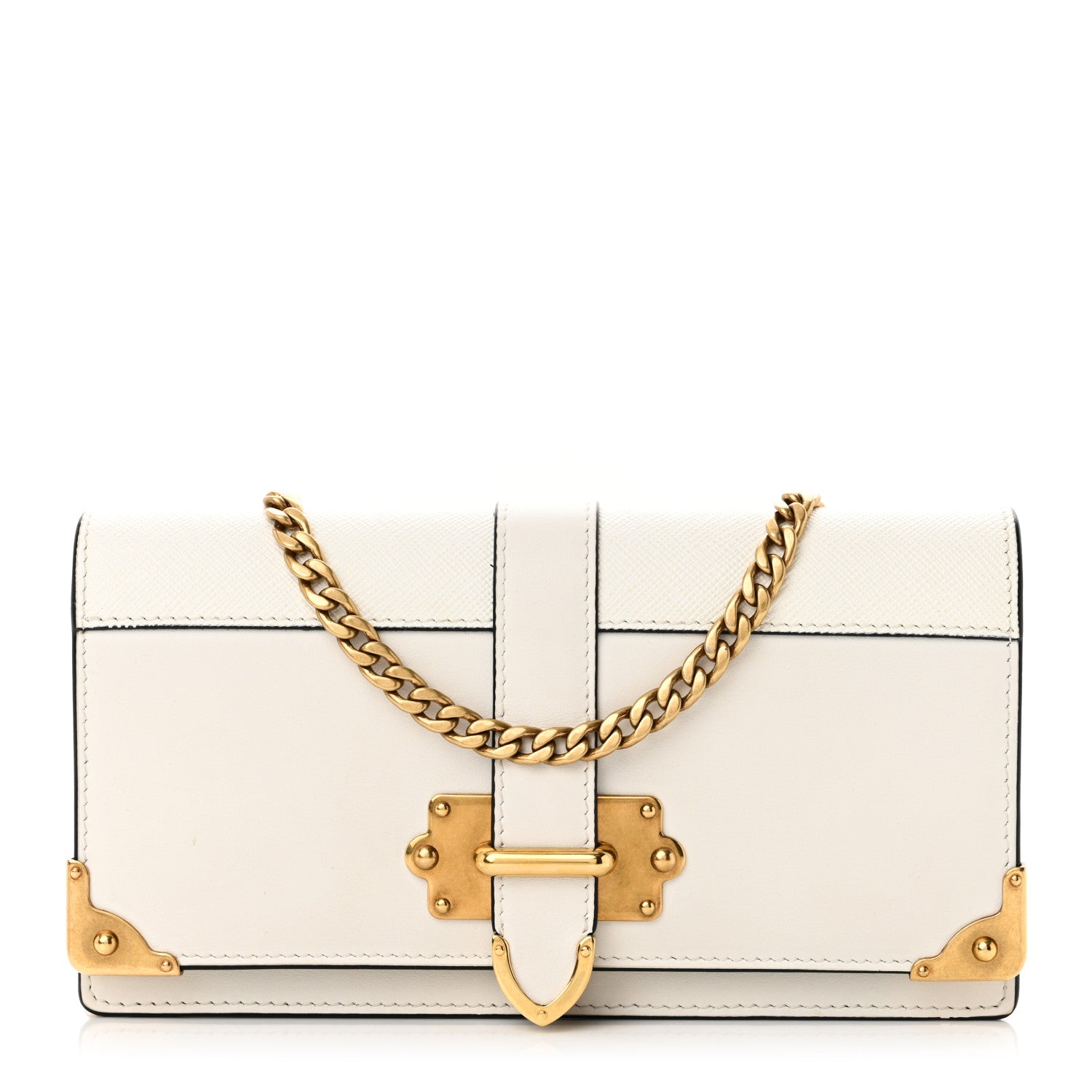 Prada City Calfskin Cahier Clutch With Chain White 1 of 9
