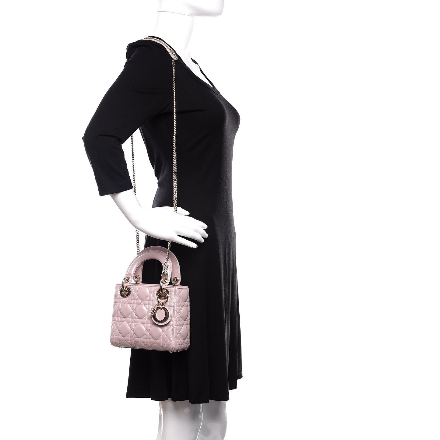 Metallic Lambskin Cannage Mini Lady Dior Lotus