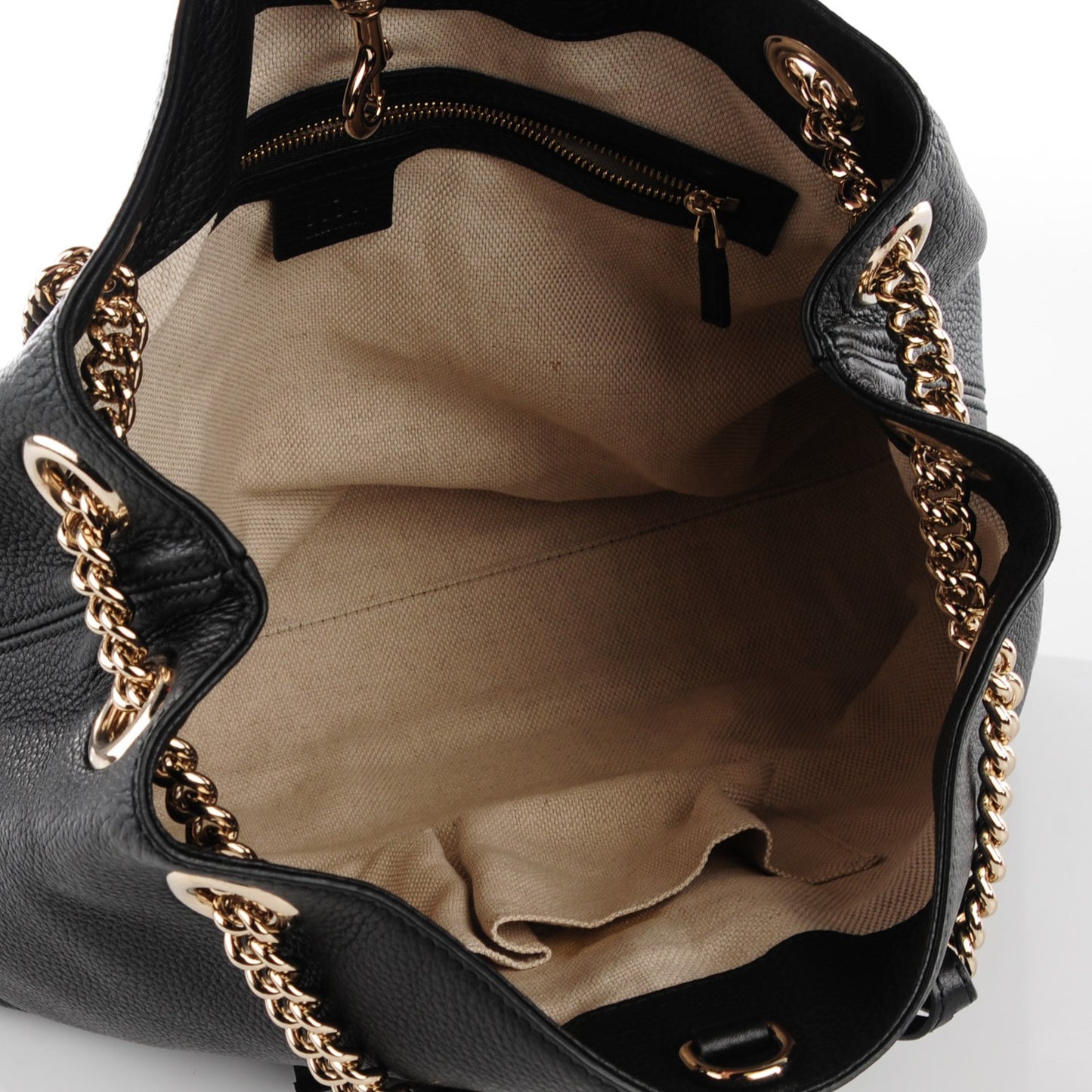 Pebbled Calfskin Medium Soho Chain Shoulder Bag Black