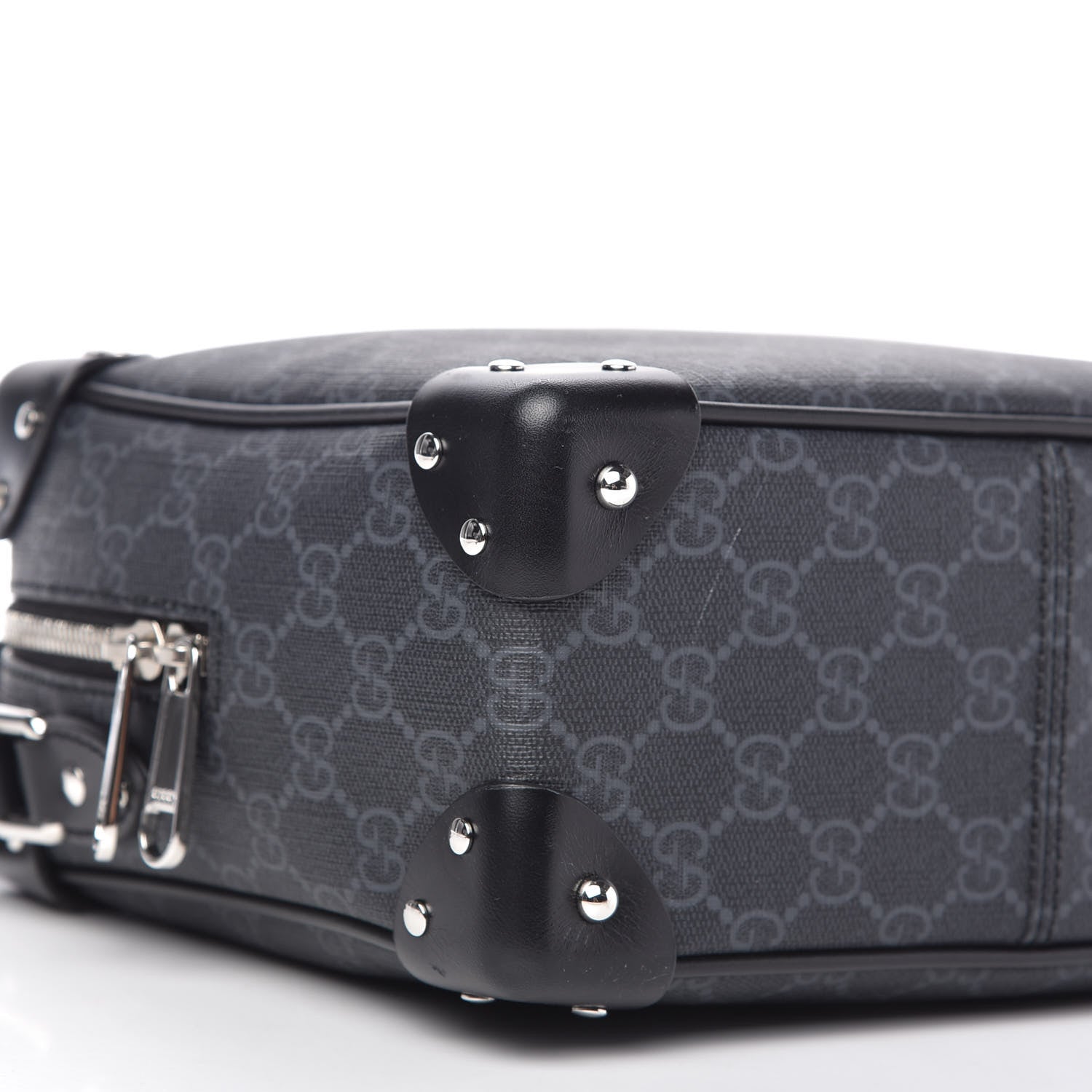 Gucci GG Supreme Monogram Selleria Calfskin Square Messenger Bag Black 6 of 9