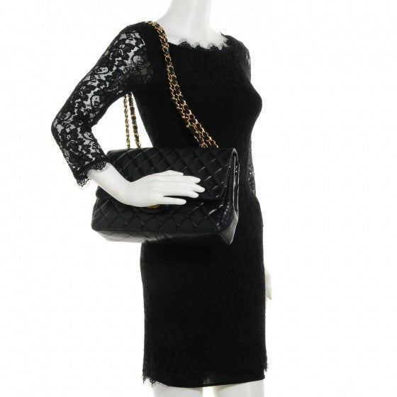 Chanel Lambskin Quilted Jumbo Single Flap Black 2 of 8