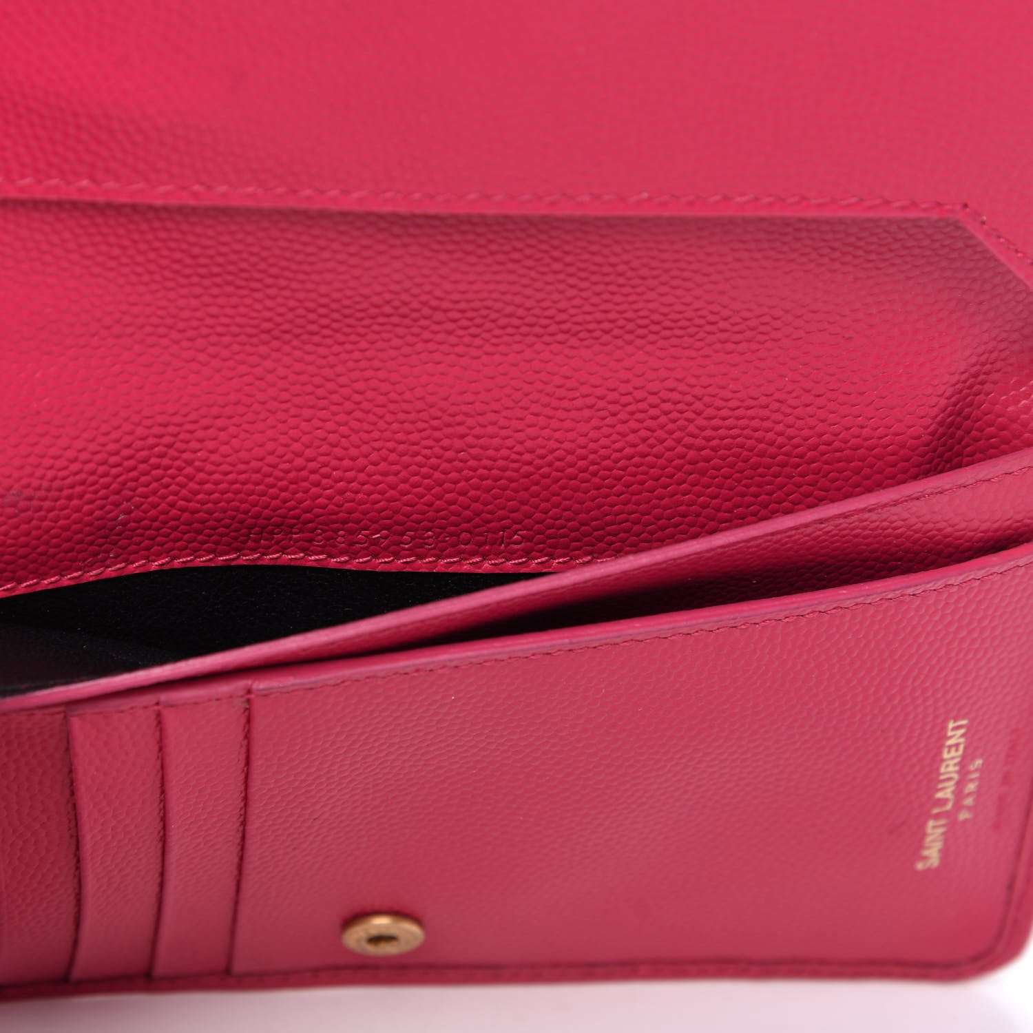 Saint Laurent Grain De Poudre Matelasse Chevron Monogram Zip Around Wallet Fuchsia 9 of 11