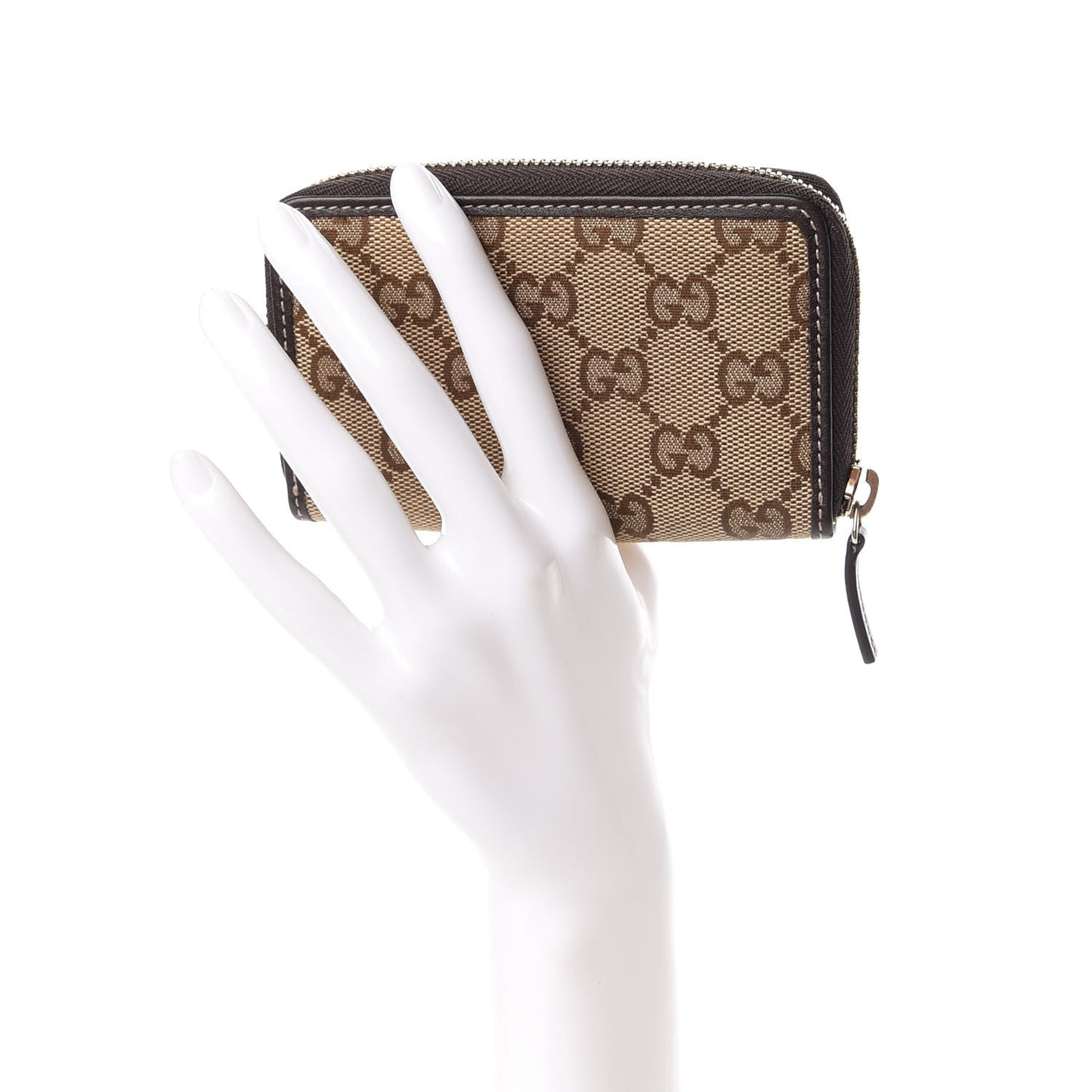 Monogram Zip Around Card Case Brown