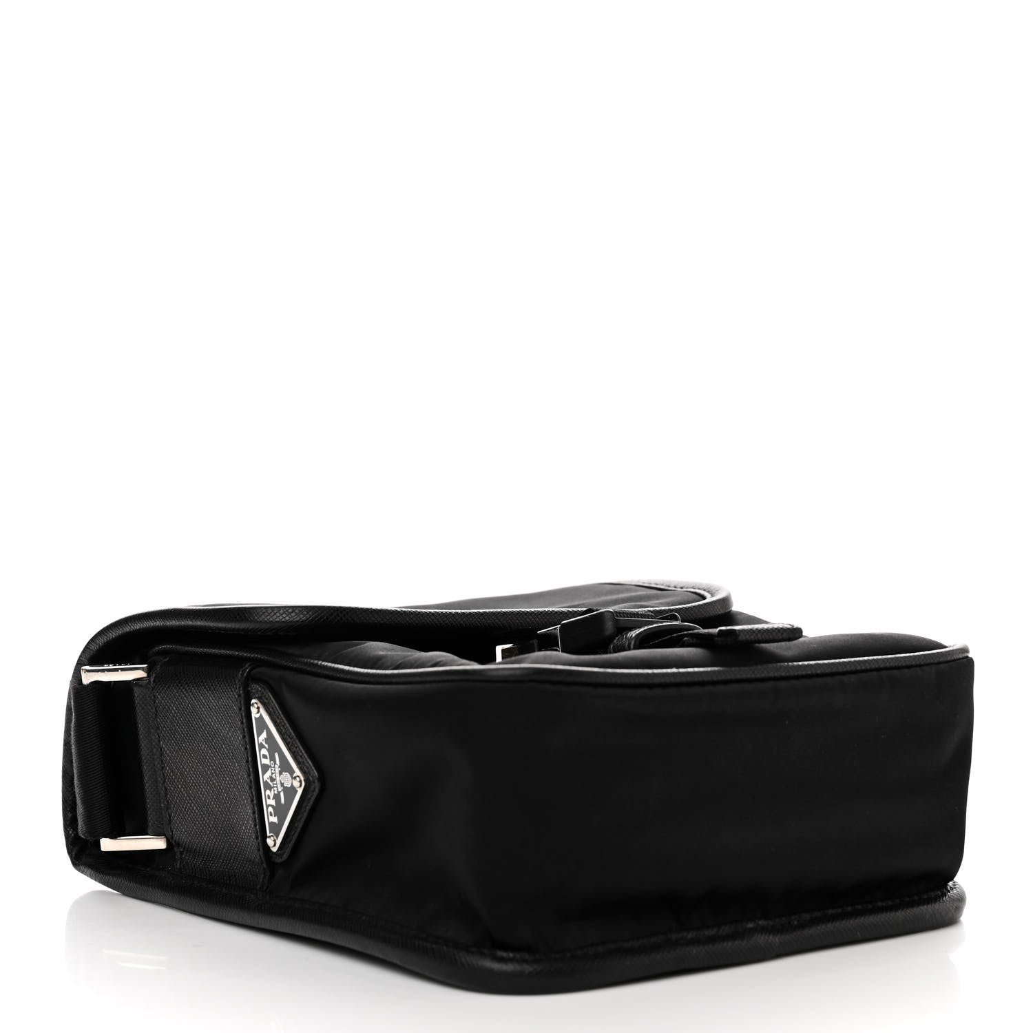 Prada Tessuto Nylon Saffiano Logo Messenger Bag Black 4 of 11