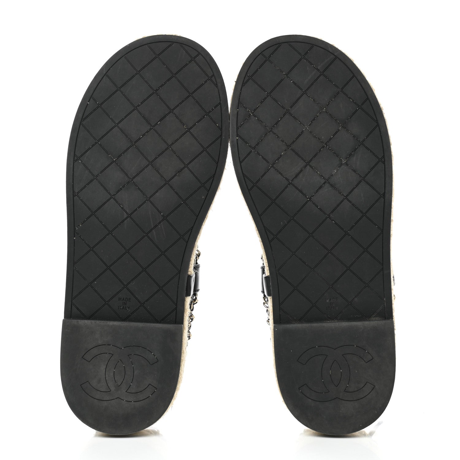 Chanel Lambskin Chain CC Thong Espadrille Sandals 39 Black 5 of 8