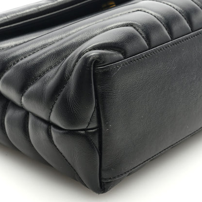 Saint Laurent Calfskin Y Quilted Monogram Small Loulou Chain Satchel Black 7 of 8