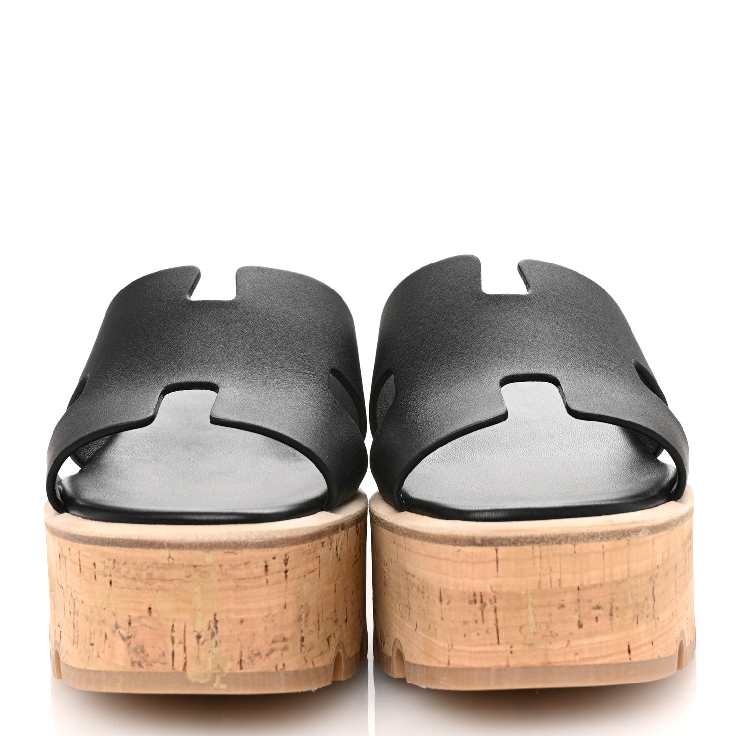 Hermes Calfskin Cork Eze 30 Sandals 38 Black 3 of 10