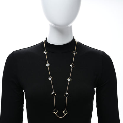 Van Cleef & Arpels 18K Yellow Gold Black Onyx Pure 14 Motifs Alhambra Necklace 3 of 5