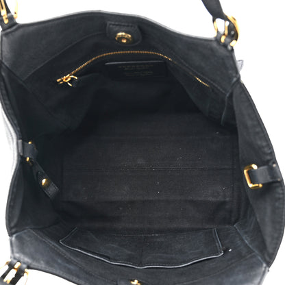 Burberry Grainy Calfskin House Check Small Canterbury Tote Black 5 of 16